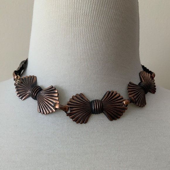 VTG Burnished Copper Modernist Choker Necklace - Picture 3 of 7